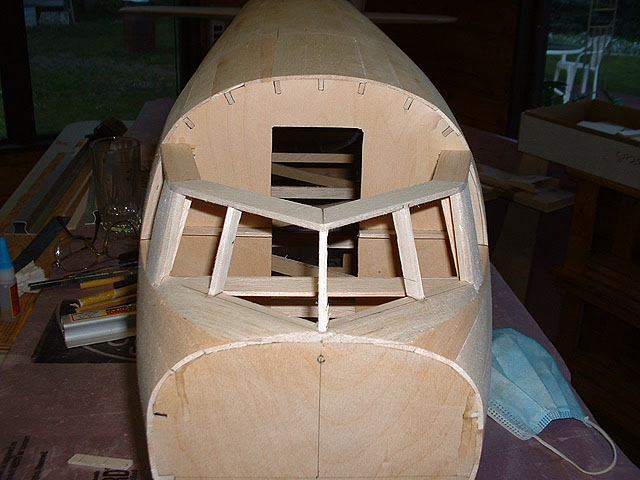 Fabricating the window section of the cockpit.
